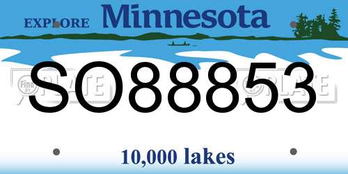 SO88853 Minnesota License Plate
