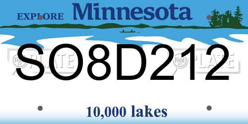 SO8D212 Minnesota License Plate