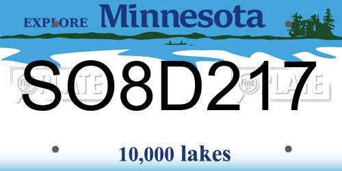 SO8D217 Minnesota License Plate