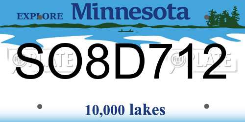 SO8D712 Minnesota License Plate