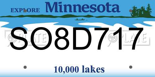 SO8D717 Minnesota License Plate