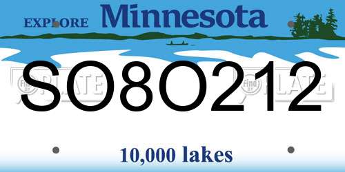 SO8O212 Minnesota License Plate