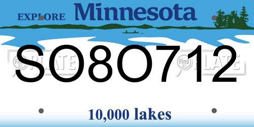 SO8O712 Minnesota License Plate