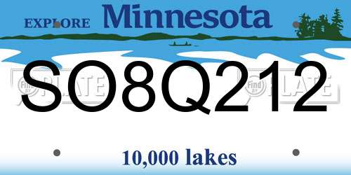 SO8Q212 Minnesota License Plate