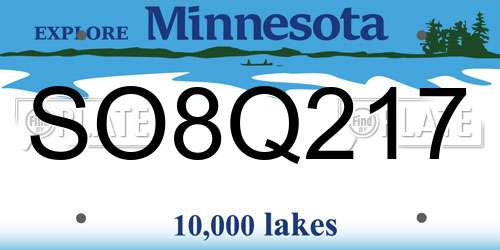 SO8Q217 Minnesota License Plate