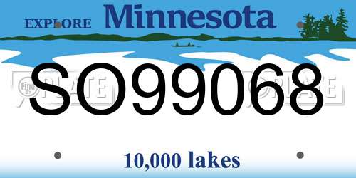 SO99068 Minnesota License Plate
