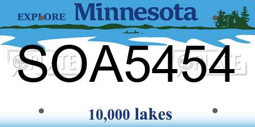 SOA5454 Minnesota License Plate