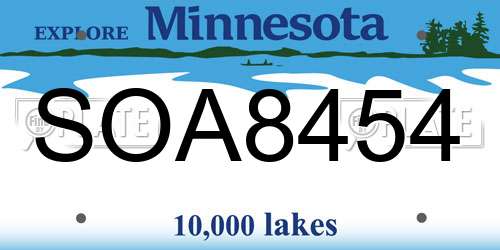 SOA8454 Minnesota License Plate