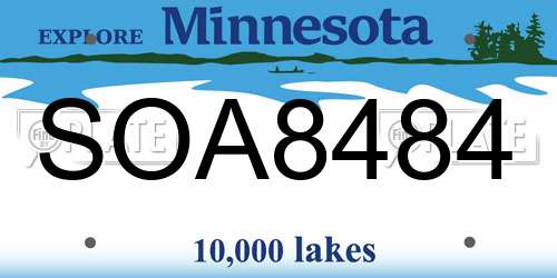 SOA8484 Minnesota License Plate