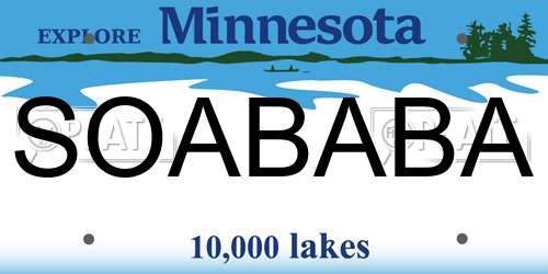 SOABABA Minnesota License Plate