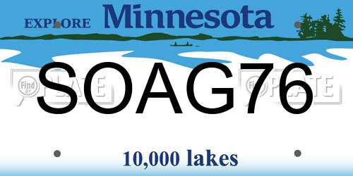 SOAG76 Minnesota License Plate