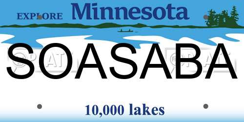 SOASABA Minnesota License Plate
