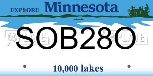 SOB28O Minnesota License Plate