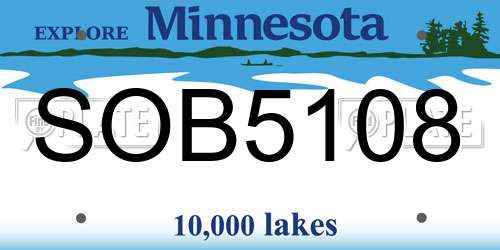 SOB5108 Minnesota License Plate