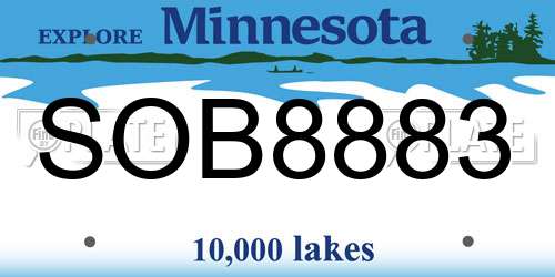 SOB8883 Minnesota License Plate