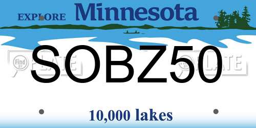 SOBZ50 Minnesota License Plate