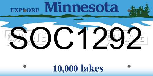 SOC1292 Minnesota License Plate