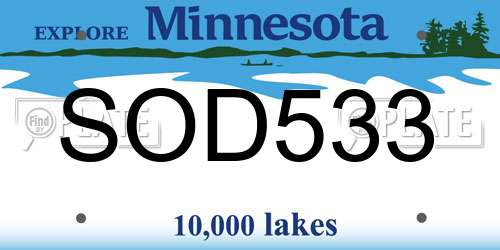 SOD533 Minnesota License Plate