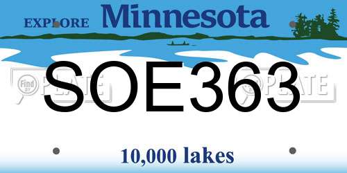 SOE363 Minnesota License Plate