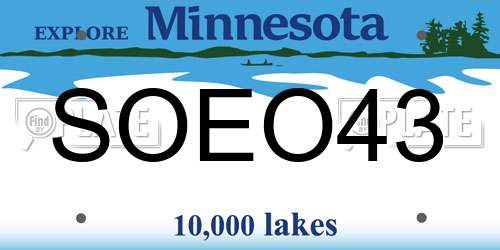 SOEO43 Minnesota License Plate