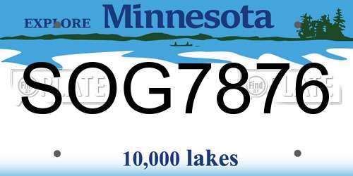 SOG7876 Minnesota License Plate