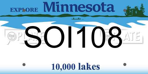 SOI108 Minnesota License Plate