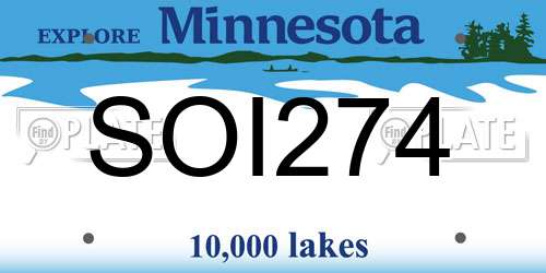 SOI274 Minnesota License Plate