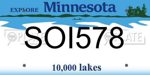 SOI578 Minnesota License Plate