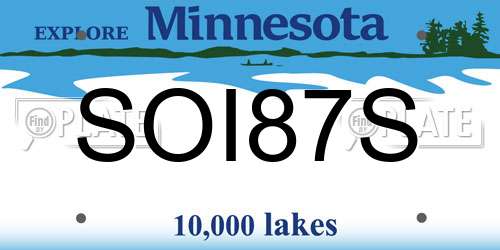 SOI87S Minnesota License Plate