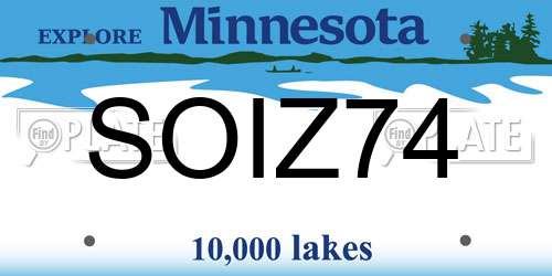 SOIZ74 Minnesota License Plate
