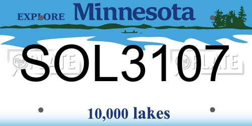 SOL3107 Minnesota License Plate