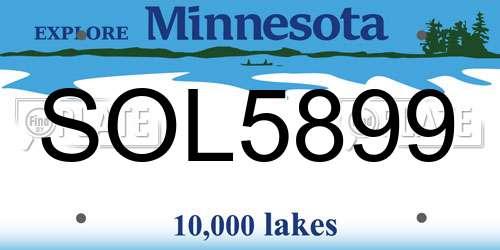 SOL5899 Minnesota License Plate
