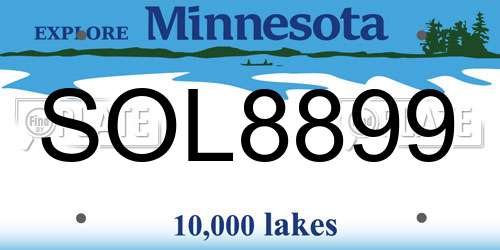 SOL8899 Minnesota License Plate