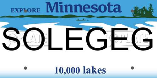 SOLEGEG Minnesota License Plate