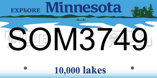 SOM3749 Minnesota License Plate