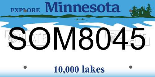 SOM8045 Minnesota License Plate