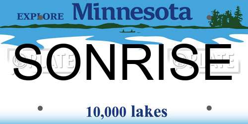 SONRISE Minnesota License Plate