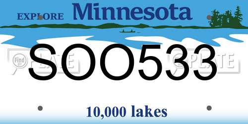 SOO533 Minnesota License Plate