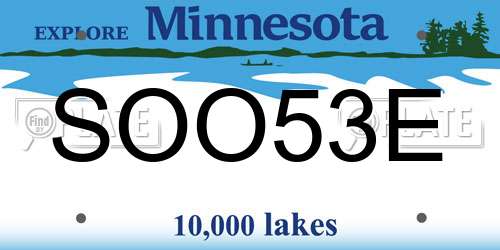 SOO53E Minnesota License Plate