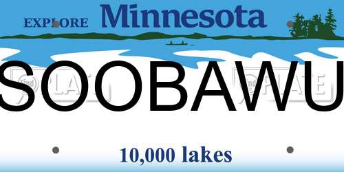 SOOBAWU Minnesota License Plate