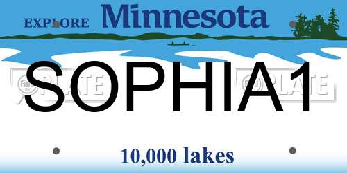 SOPHIA1 Minnesota License Plate