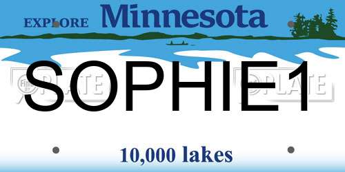 SOPHIE1 Minnesota License Plate