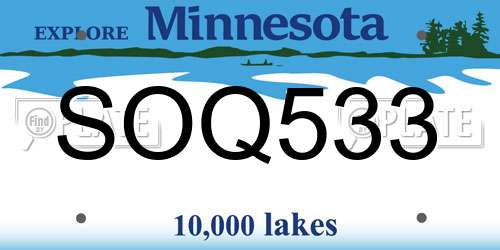 SOQ533 Minnesota License Plate