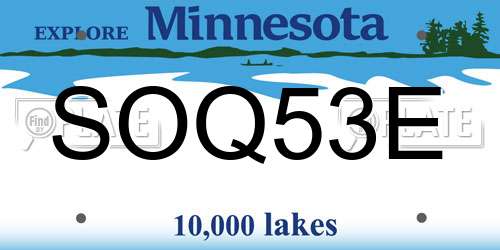 SOQ53E Minnesota License Plate