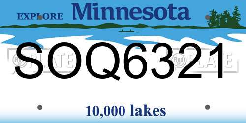 SOQ6321 Minnesota License Plate