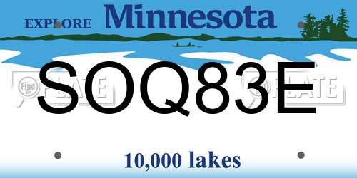 SOQ83E Minnesota License Plate