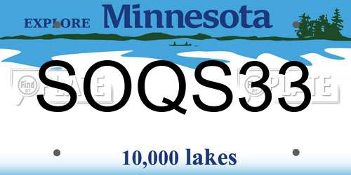 SOQS33 Minnesota License Plate