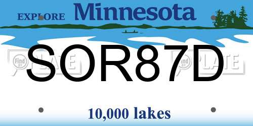 SOR87D Minnesota License Plate