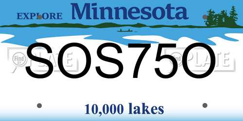 SOS75O Minnesota License Plate