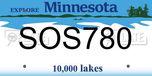 SOS780 Minnesota License Plate